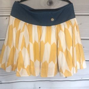 Anthropologie Fei yellow mini skirt size large